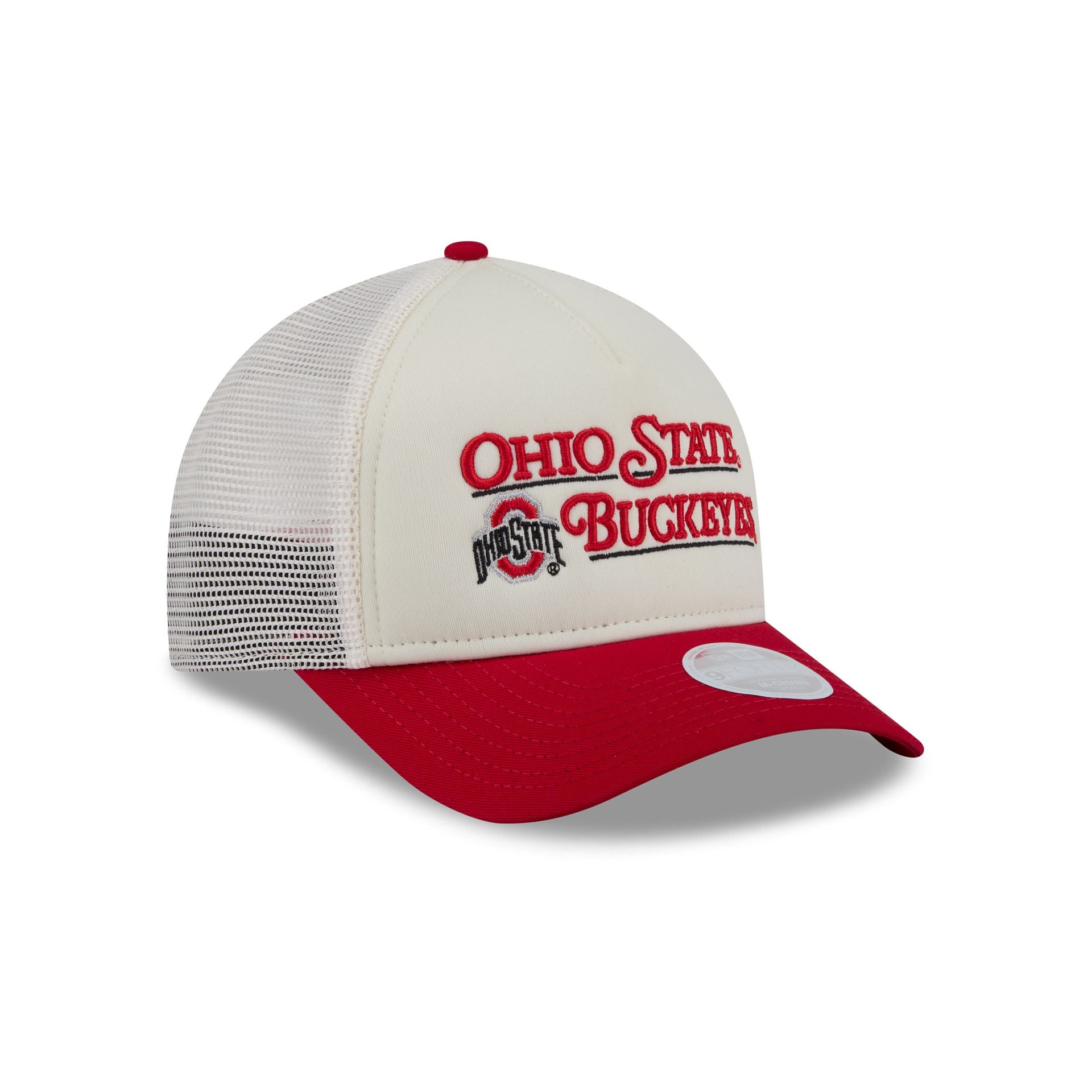Ohio State Buckeyes Retro Chrome Women's White 9FORTY M-Crown A-Frame Trucker Hat