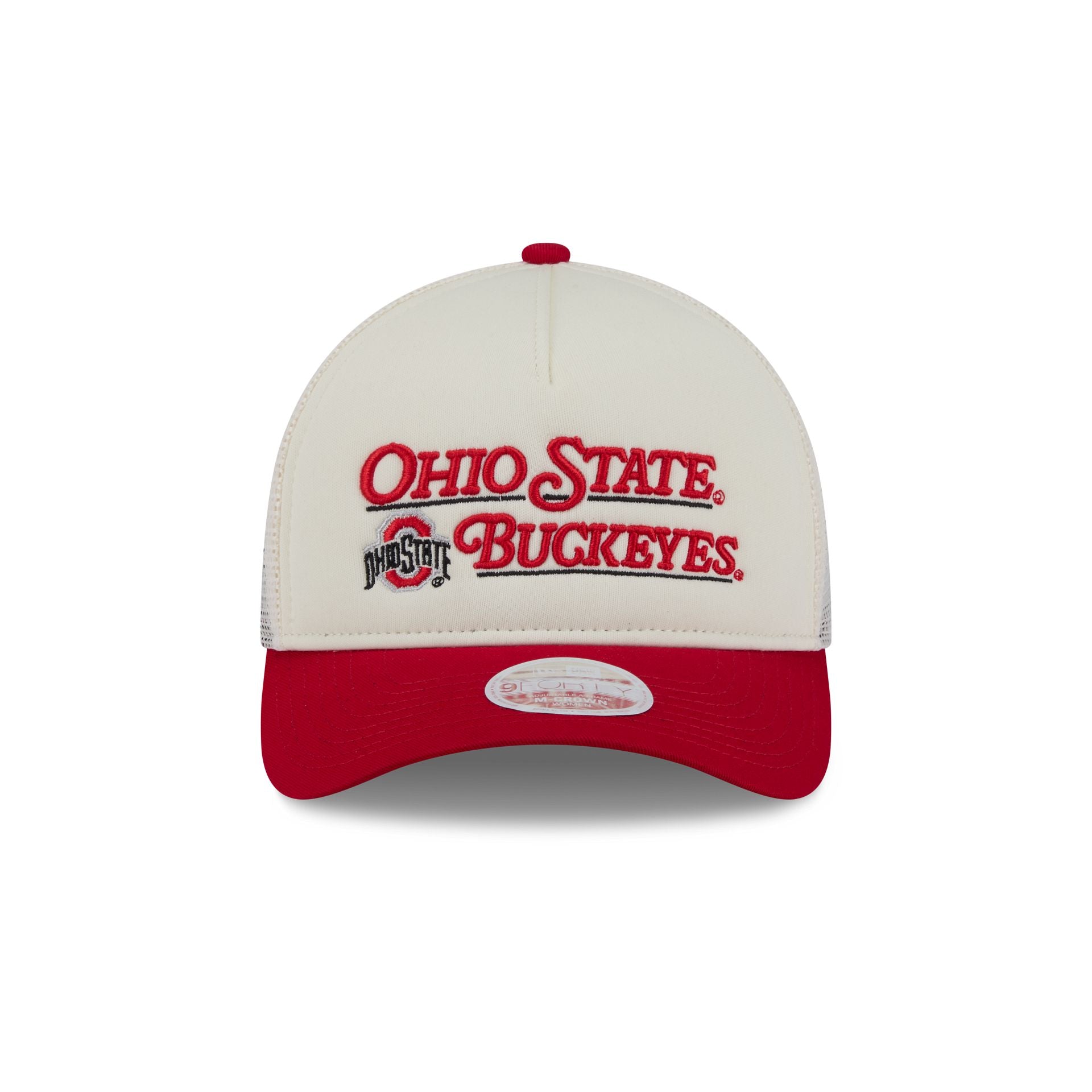 Ohio State Buckeyes Retro Chrome Women's White 9FORTY M-Crown A-Frame Trucker Hat