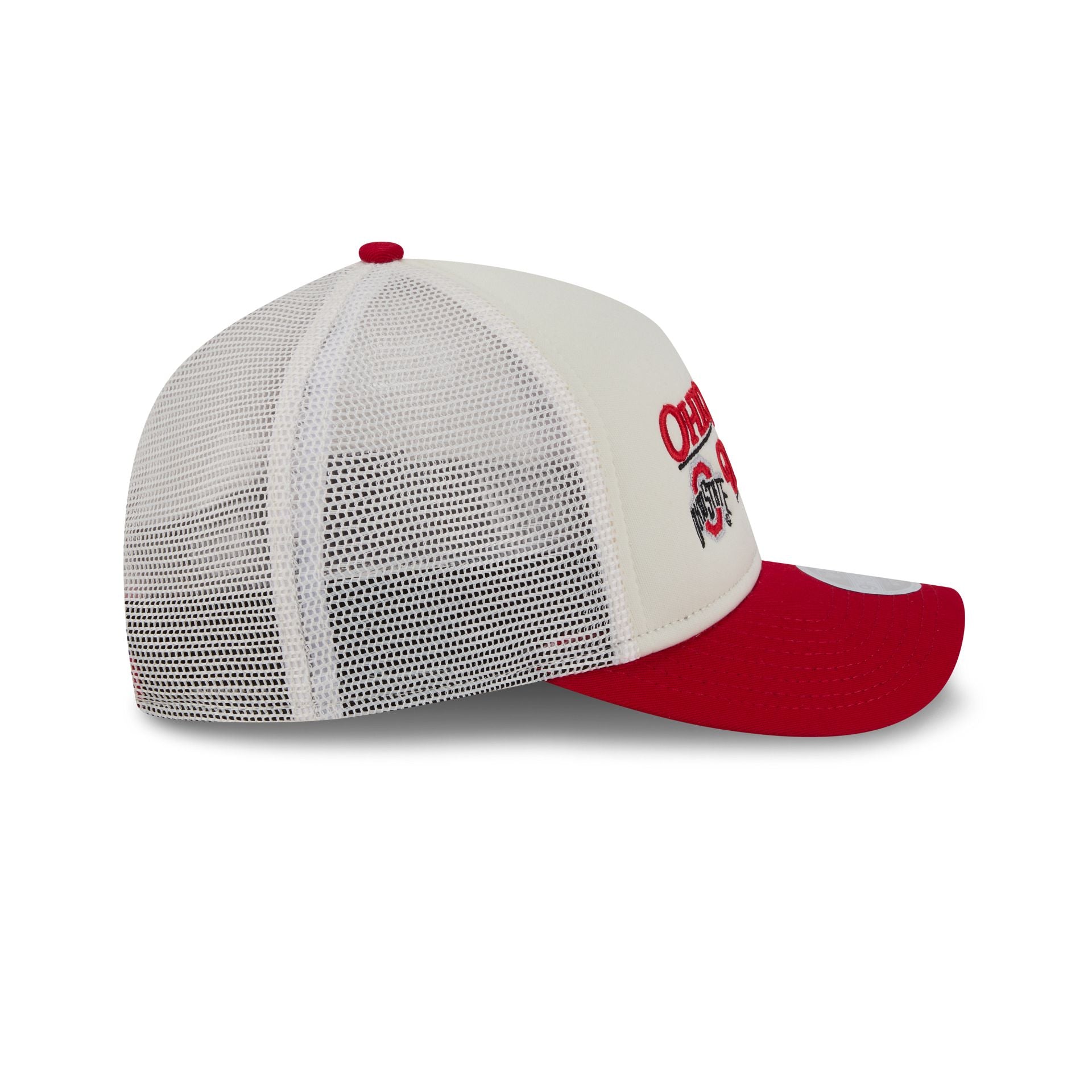 Ohio State Buckeyes Retro Chrome Women's White 9FORTY M-Crown A-Frame Trucker Hat