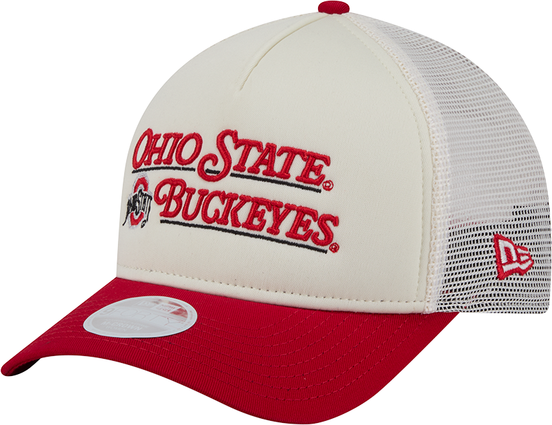 Ohio State Buckeyes Retro Chrome Women's White 9FORTY M-Crown A-Frame Trucker Hat