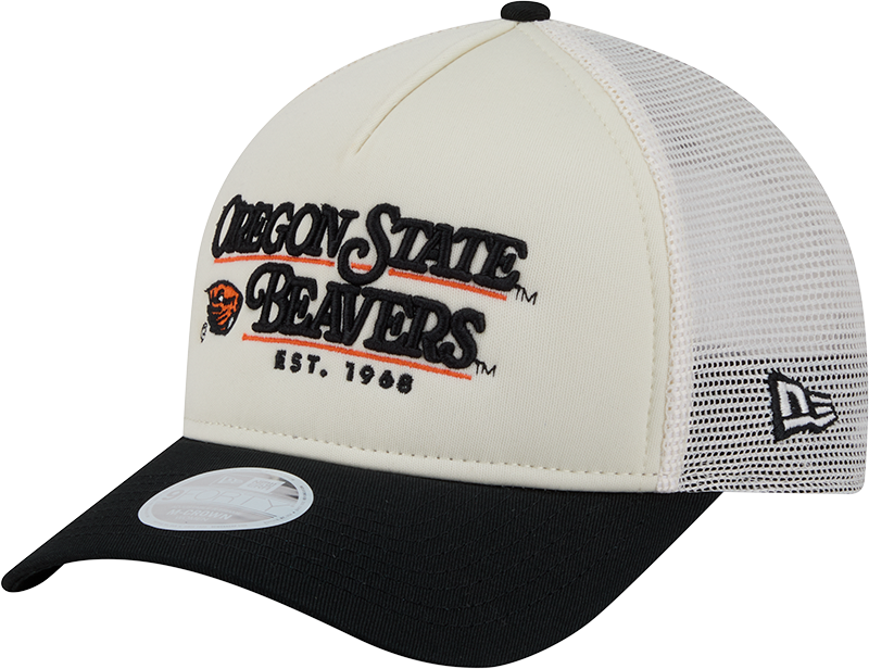 Oregon State Beavers Retro Chrome Women's White 9FORTY M-Crown A-Frame Trucker Hat