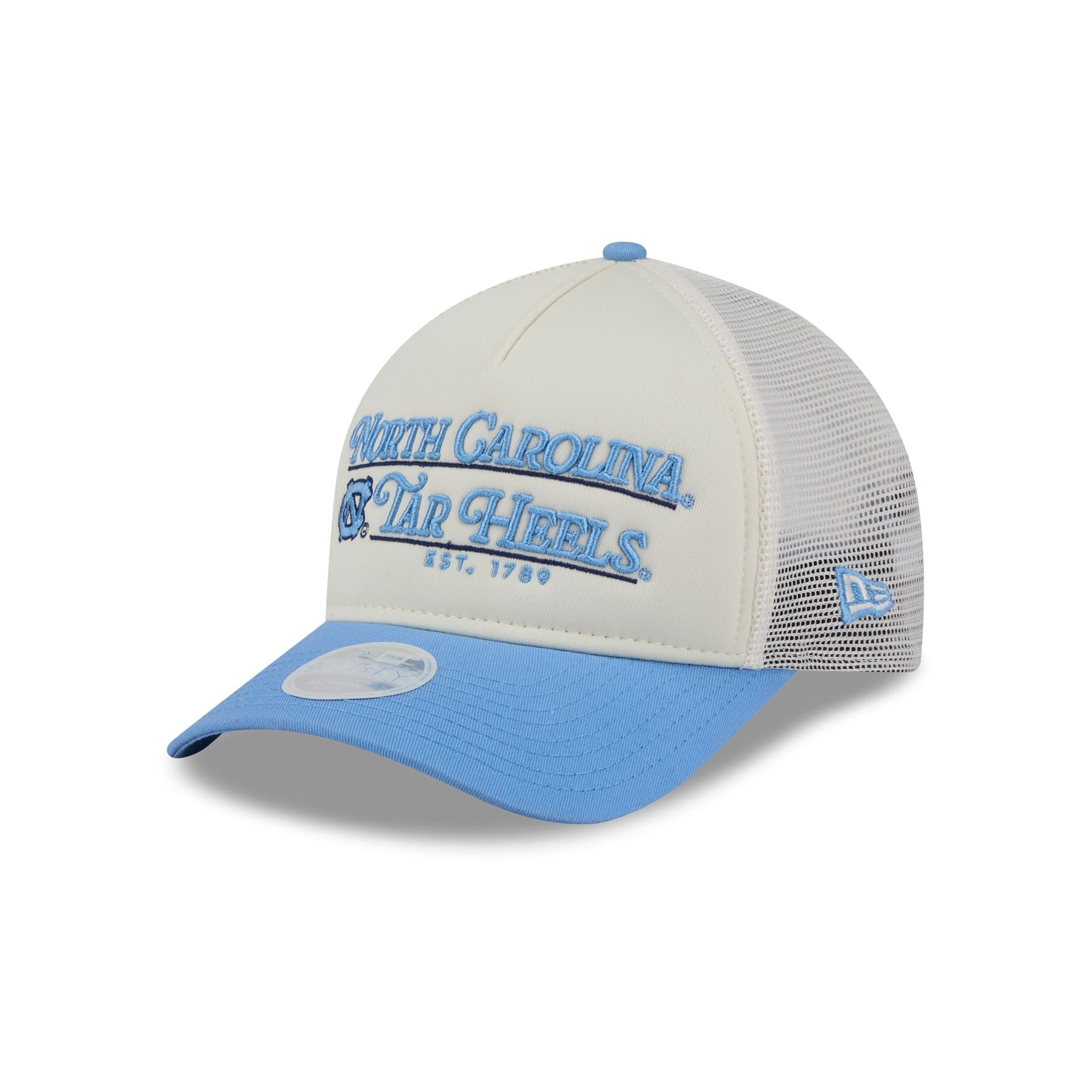 North Carolina Tar Heels Retro Chrome Women's White 9FORTY M-Crown A-Frame Trucker Hat