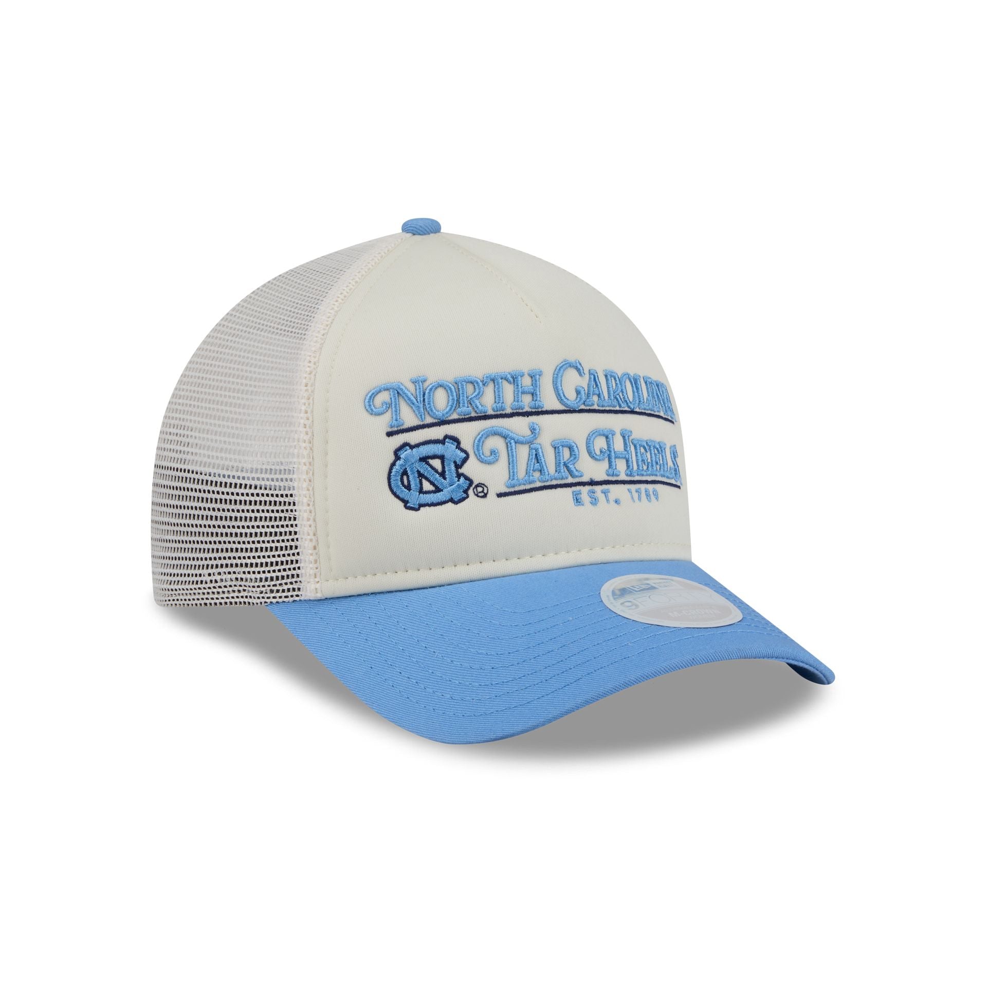 North Carolina Tar Heels Retro Chrome Women's White 9FORTY M-Crown A-Frame Trucker Hat
