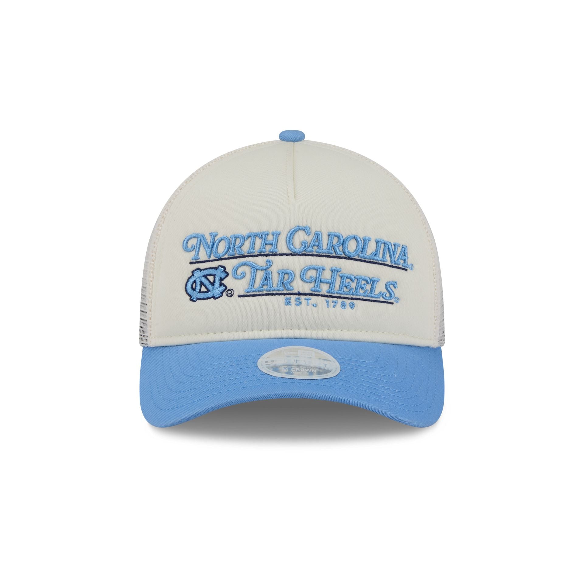 North Carolina Tar Heels Retro Chrome Women's White 9FORTY M-Crown A-Frame Trucker Hat