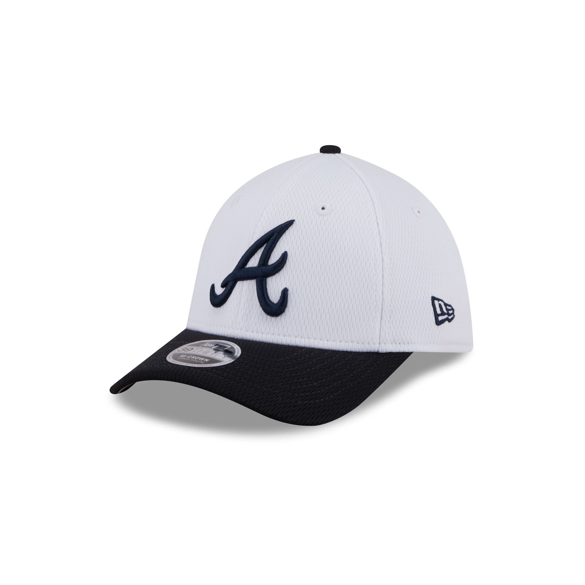 Atlanta Braves Baseball Stitch Kids 39THIRTY M-Crown Stretch Fit Hat