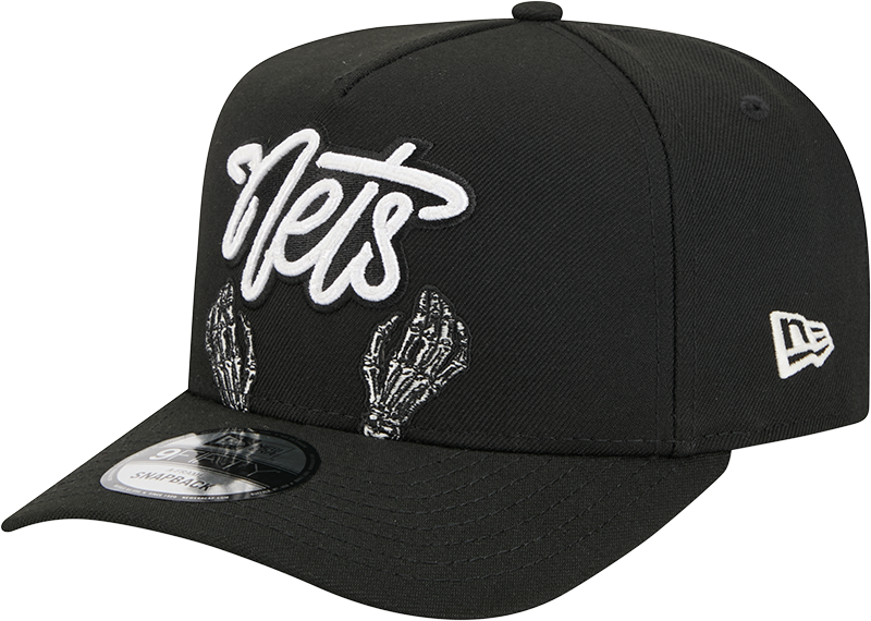 Brooklyn Nets Skeletal Script 9FIFTY A-Frame Snapback Hat