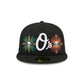 Baltimore Orioles Day of the Dead Skull & Flowers 59FIFTY Fitted Hat