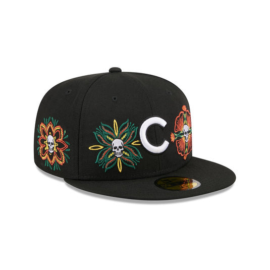 Chicago Cubs Day of the Dead Skull & Flowers 59FIFTY Fitted Hat - New Era Cap