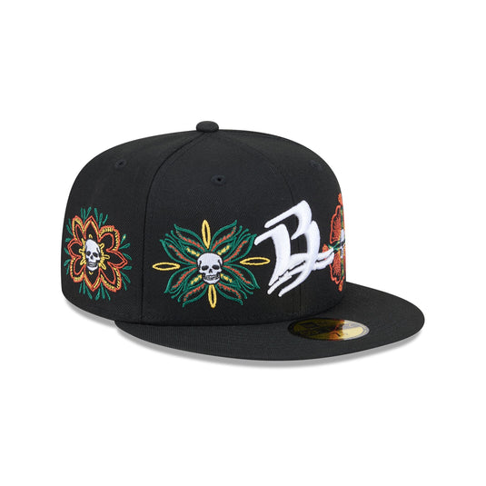 Bravos de León Day of the Dead Skull & Flowers 59FIFTY Fitted Hat - New Era Cap