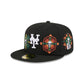 New York Mets Day of the Dead Skull & Flowers 59FIFTY Fitted Hat