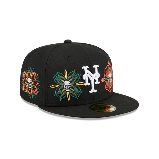 New York Mets Day of the Dead Skull & Flowers 59FIFTY Fitted Hat - New Era Cap