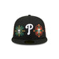 Philadelphia Phillies Day of the Dead Skull &amp; Flowers 59FIFTY Fitted Hat