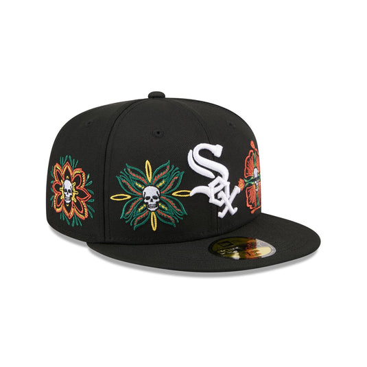 Chicago White Sox Day of the Dead Skull & Flowers 59FIFTY Fitted Hat - New Era Cap