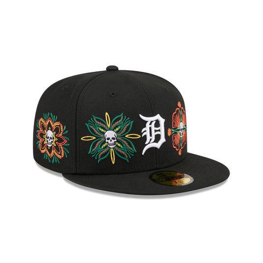 Detroit Tigers Day of the Dead Skull & Flowers 59FIFTY Fitted Hat - New Era Cap