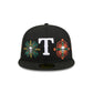 Texas Rangers Day of the Dead Skull & Flowers 59FIFTY Fitted Hat