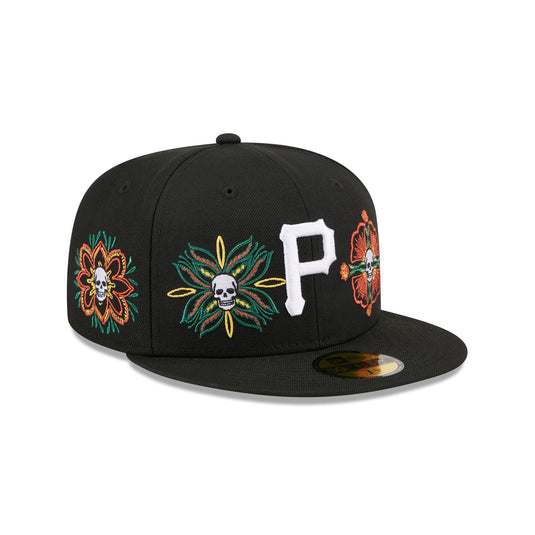 Pittsburgh Pirates Day of the Dead Skull & Flowers 59FIFTY Fitted Hat - New Era Cap