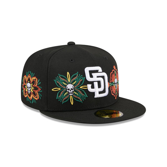 San Diego Padres Day of the Dead Skull & Flowers 59FIFTY Fitted Hat - New Era Cap