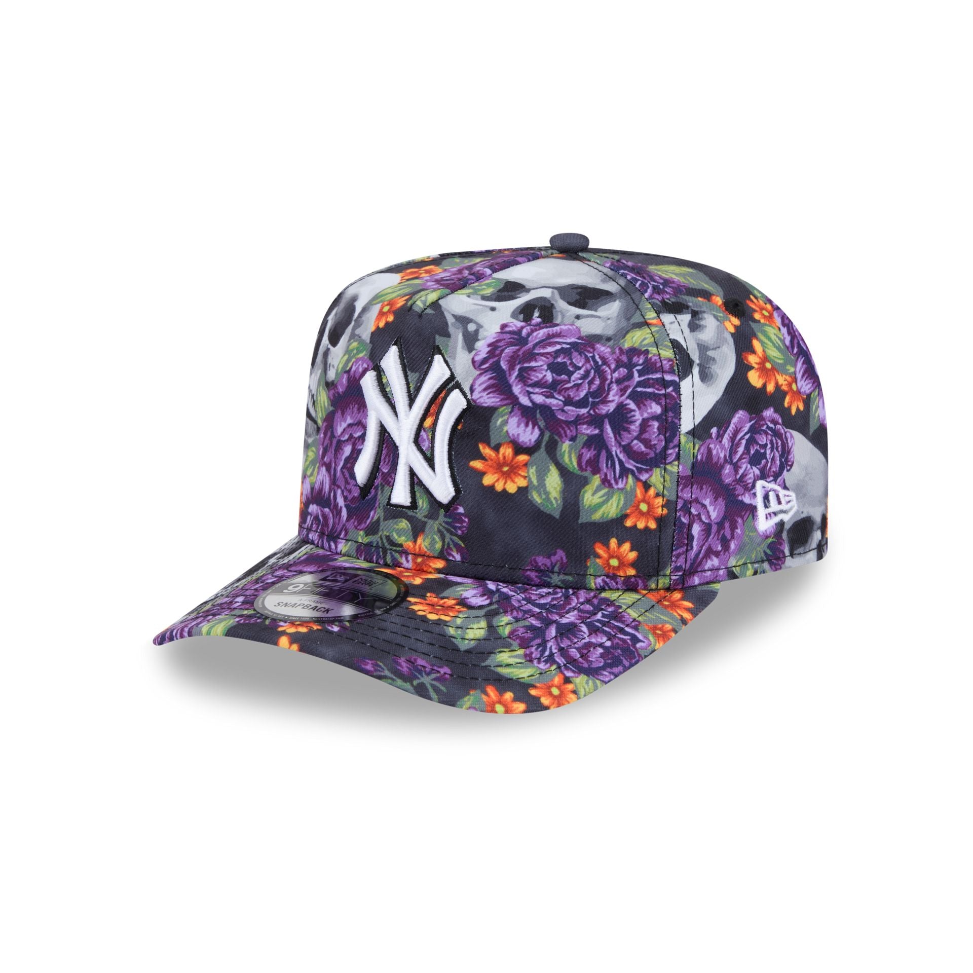 New York Yankees Day of the Dead Skull & Roses 9FIFTY A-Frame Snapback