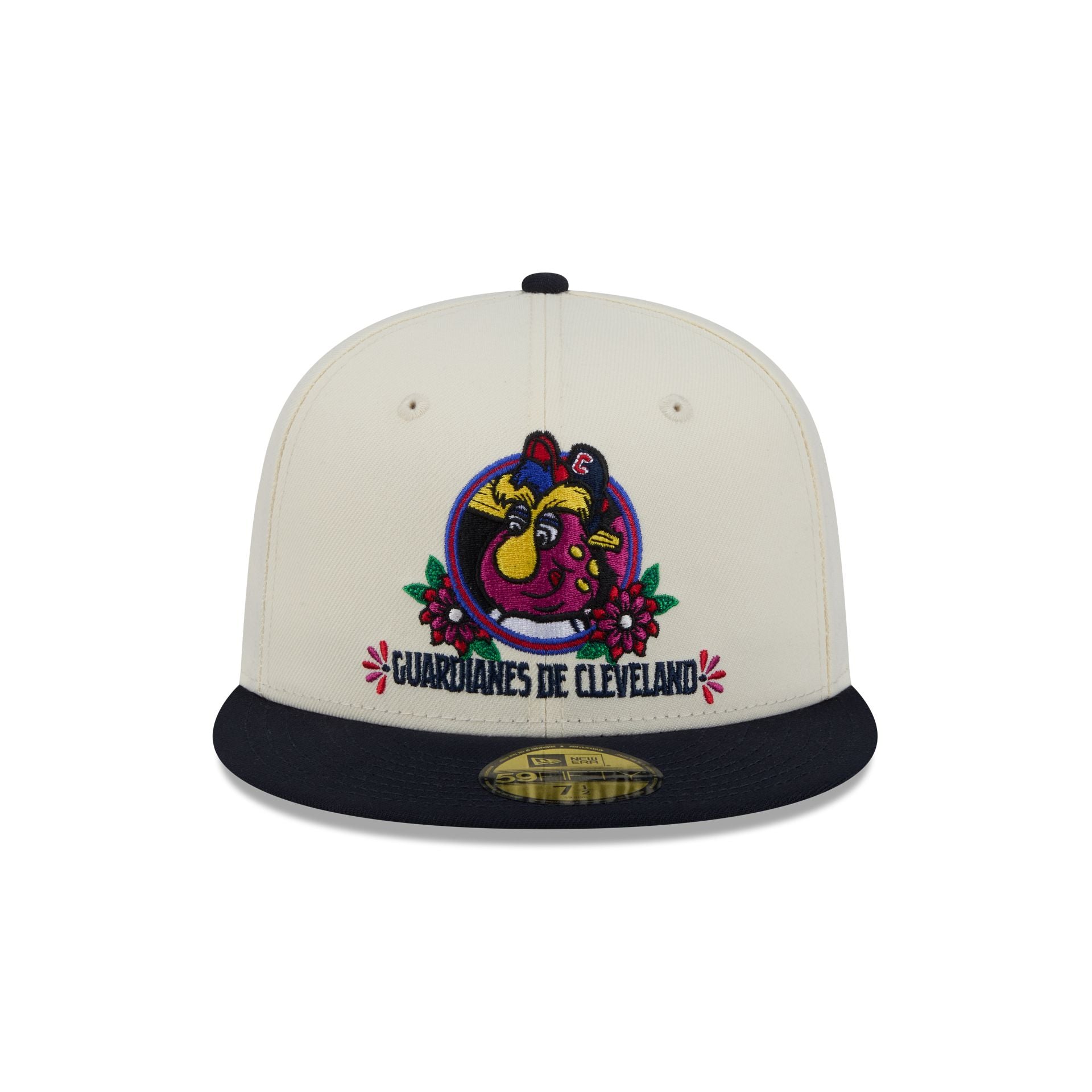 cleveland monsters hat Cleveland Guardians Day of the Dead Sugar Skull Mascot 59FIFTY Fitted Hat, White
