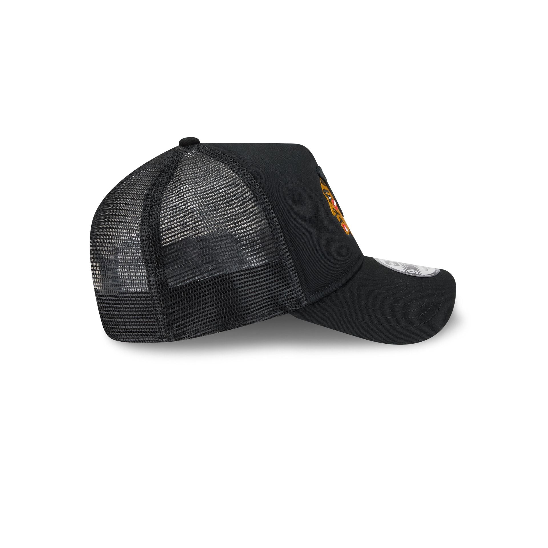 Chicago Blackhawks Black 9FORTY A-Frame Trucker Hat