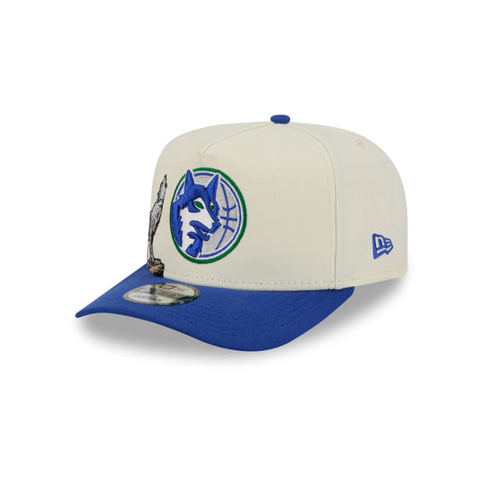 Minnesota Timberwolves 1989-1995 Hardwood Classics Chrome White 9FIFTY A-Frame Snapback Hat - New Era Cap