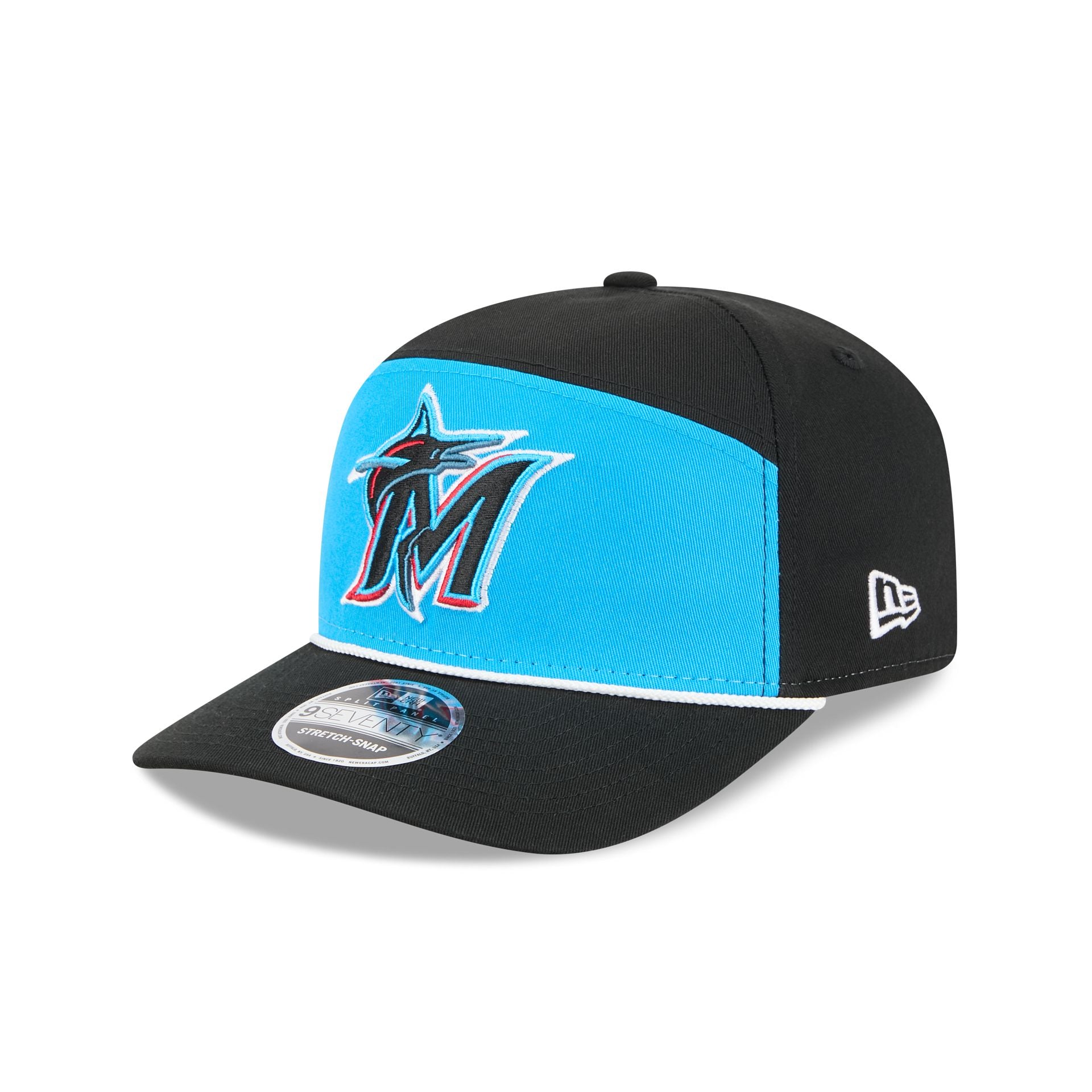 Miami Marlins Split Panel 9SEVENTY Stretch-Snap Hat