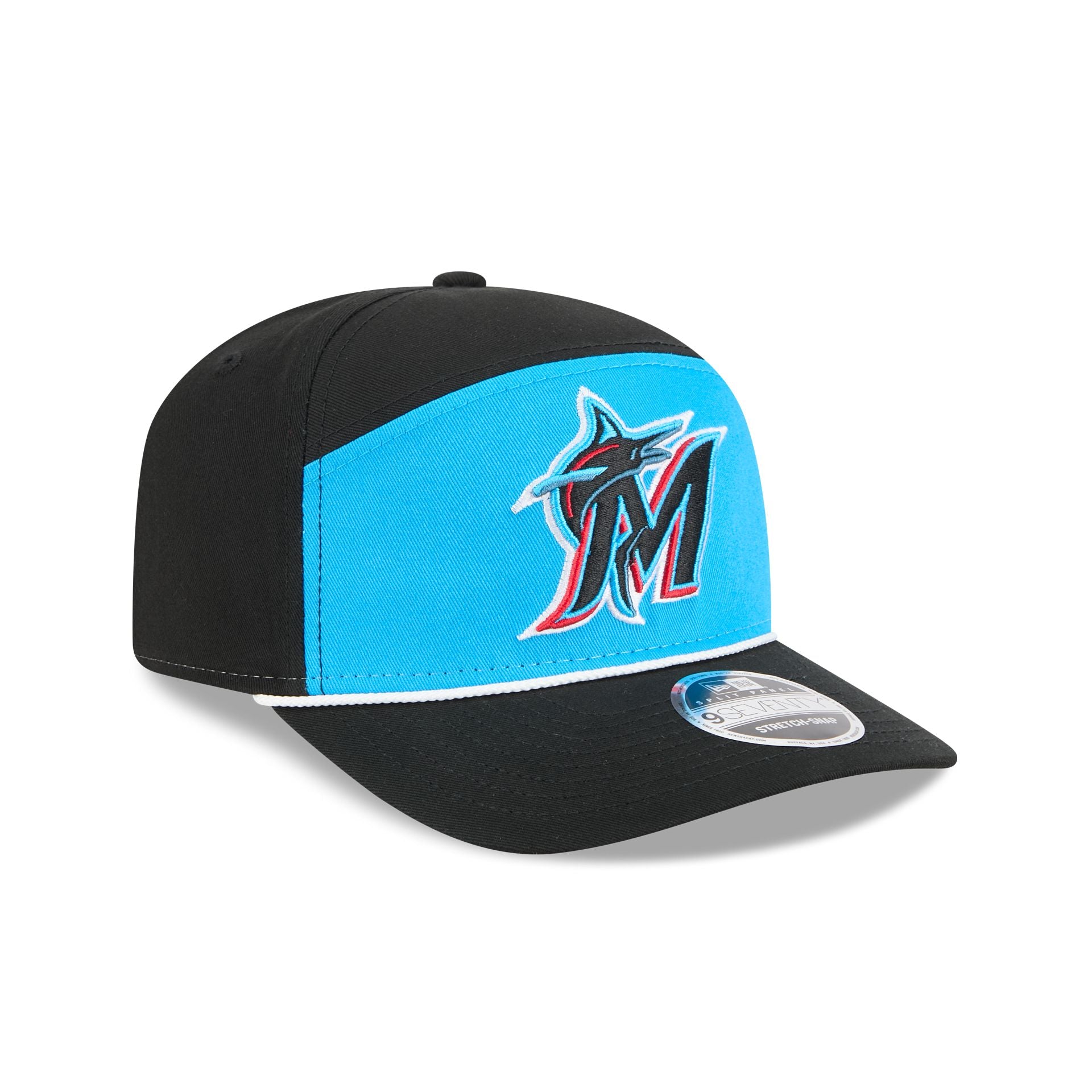 Miami Marlins Split Panel 9SEVENTY Stretch-Snap Hat