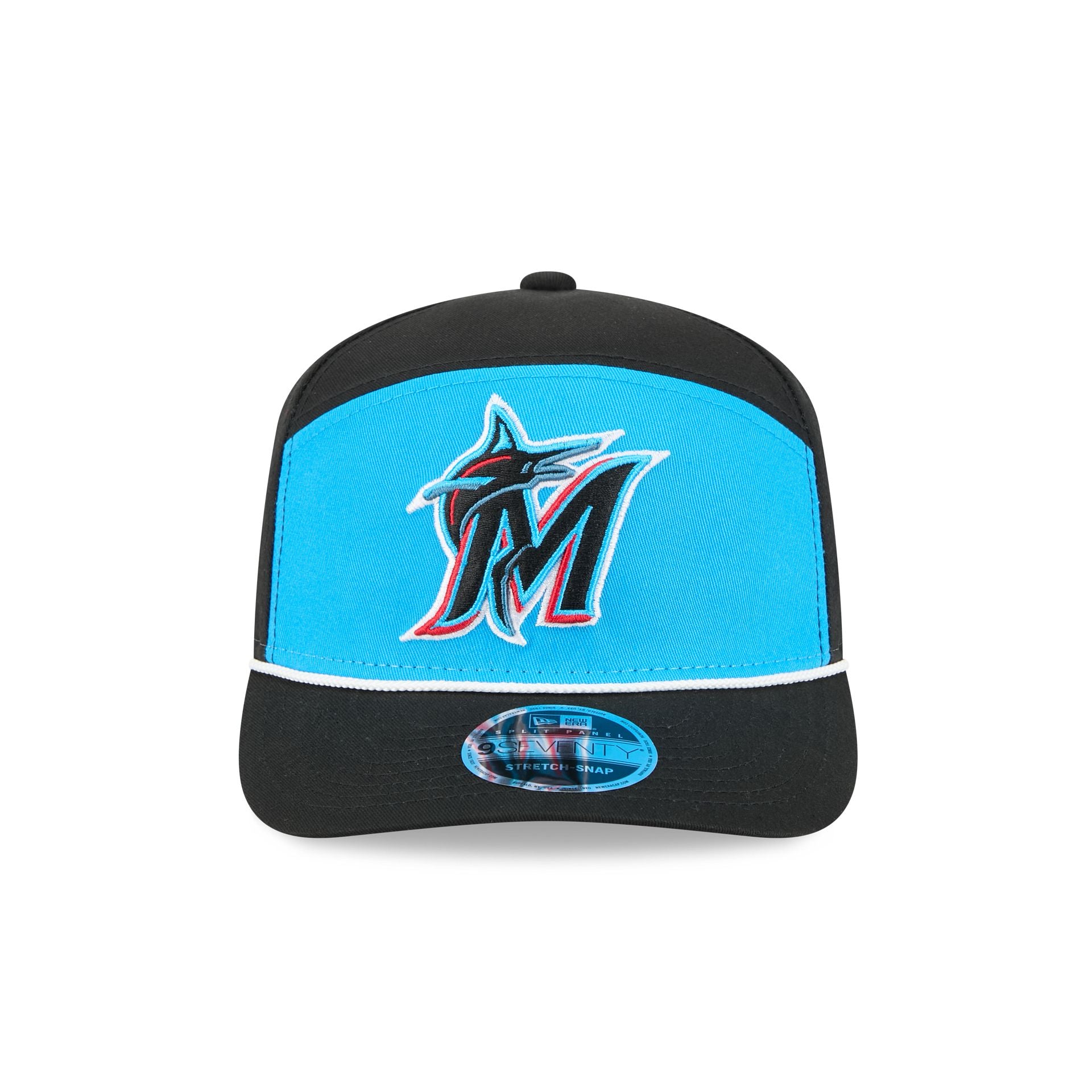 Miami Marlins Split Panel 9SEVENTY Stretch-Snap Hat