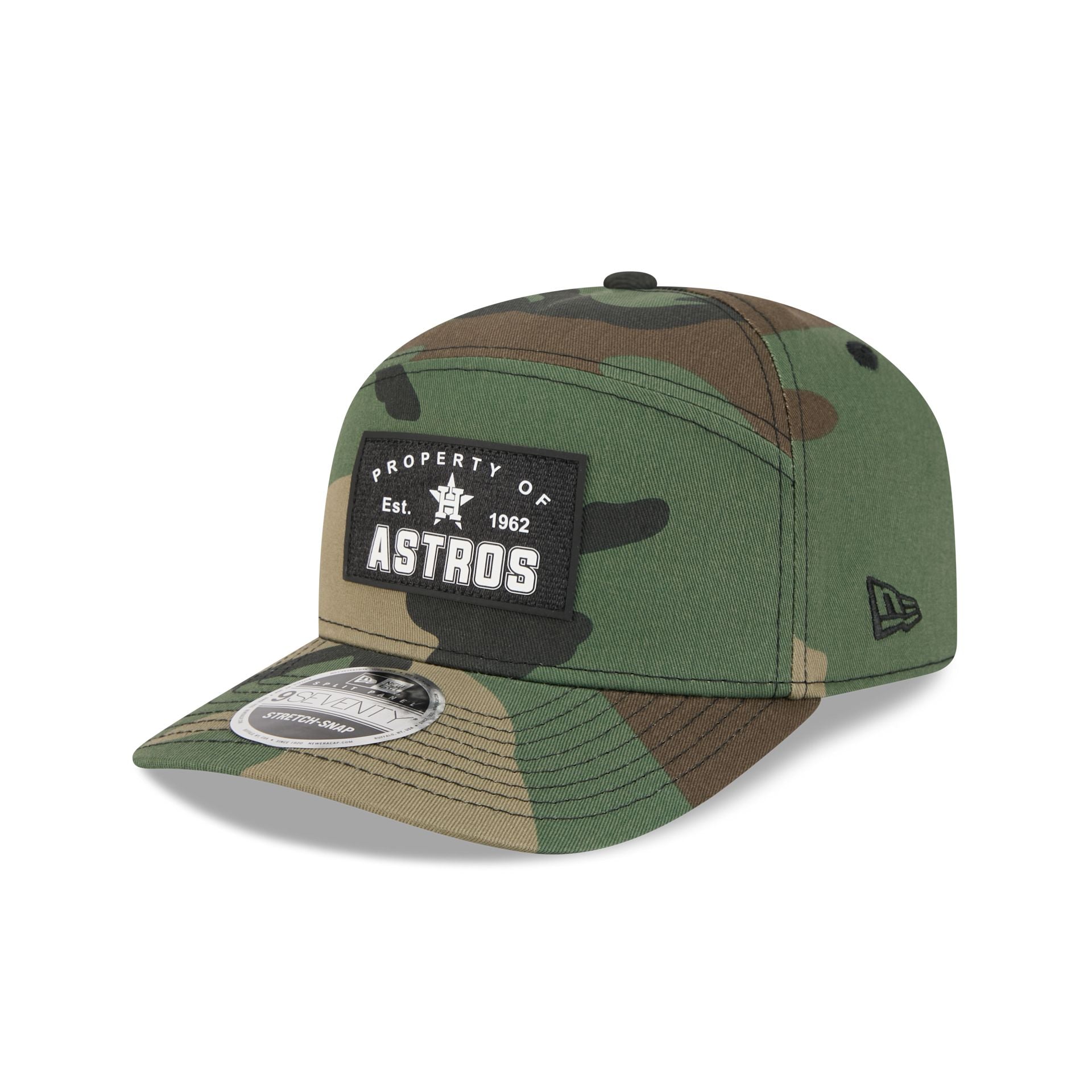 Houston Astros Property of Patch Camo Split Panel 9SEVENTY Stretch-Snap Hat