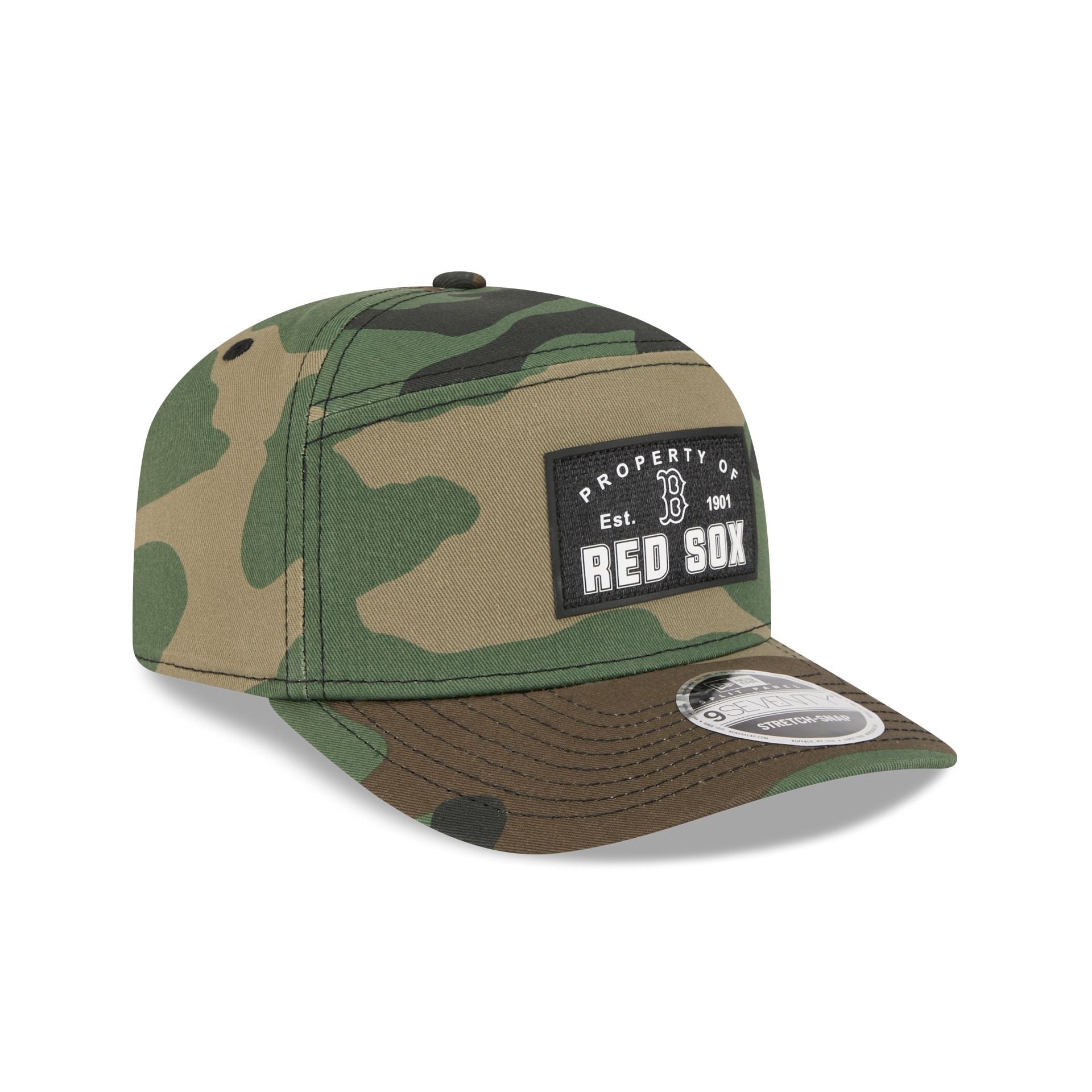 Boston Red Sox Property of Patch Camo Split Panel 9SEVENTY Stretch-Snap Hat
