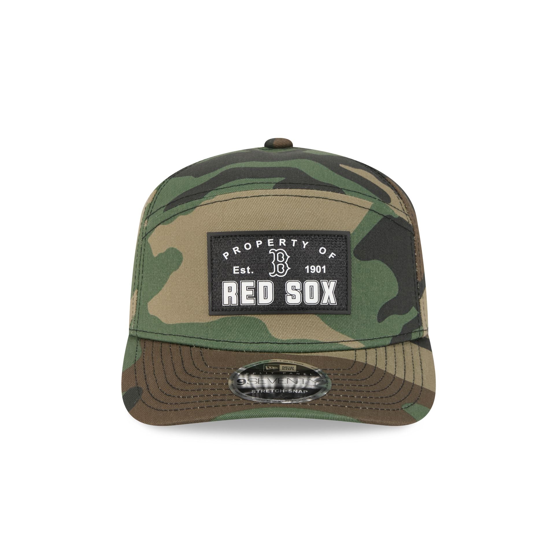 Boston Red Sox Property of Patch Camo Split Panel 9SEVENTY Stretch-Snap Hat