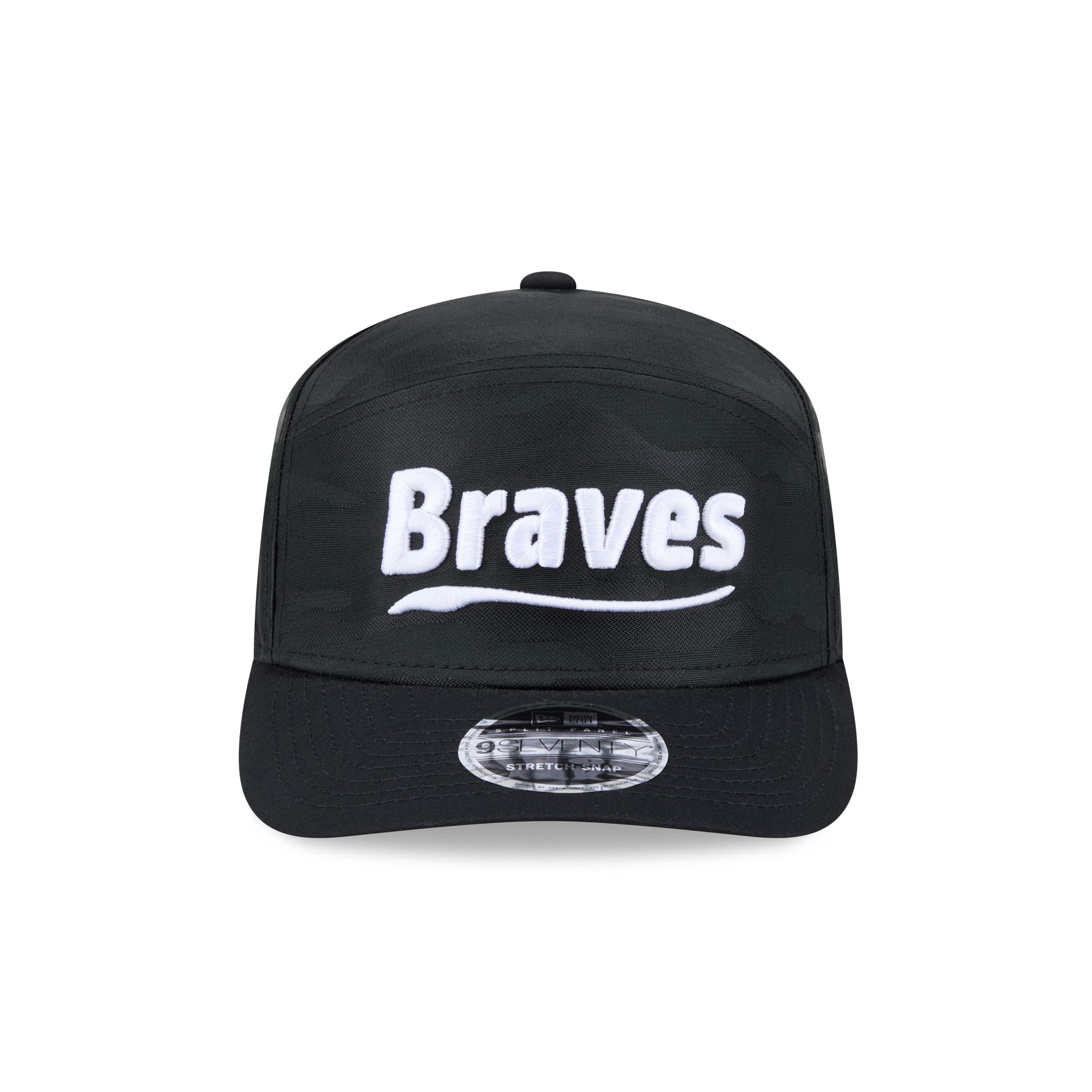 Atlanta Braves Black Camo Split Panel 9SEVENTY Stretch-Snap Hat