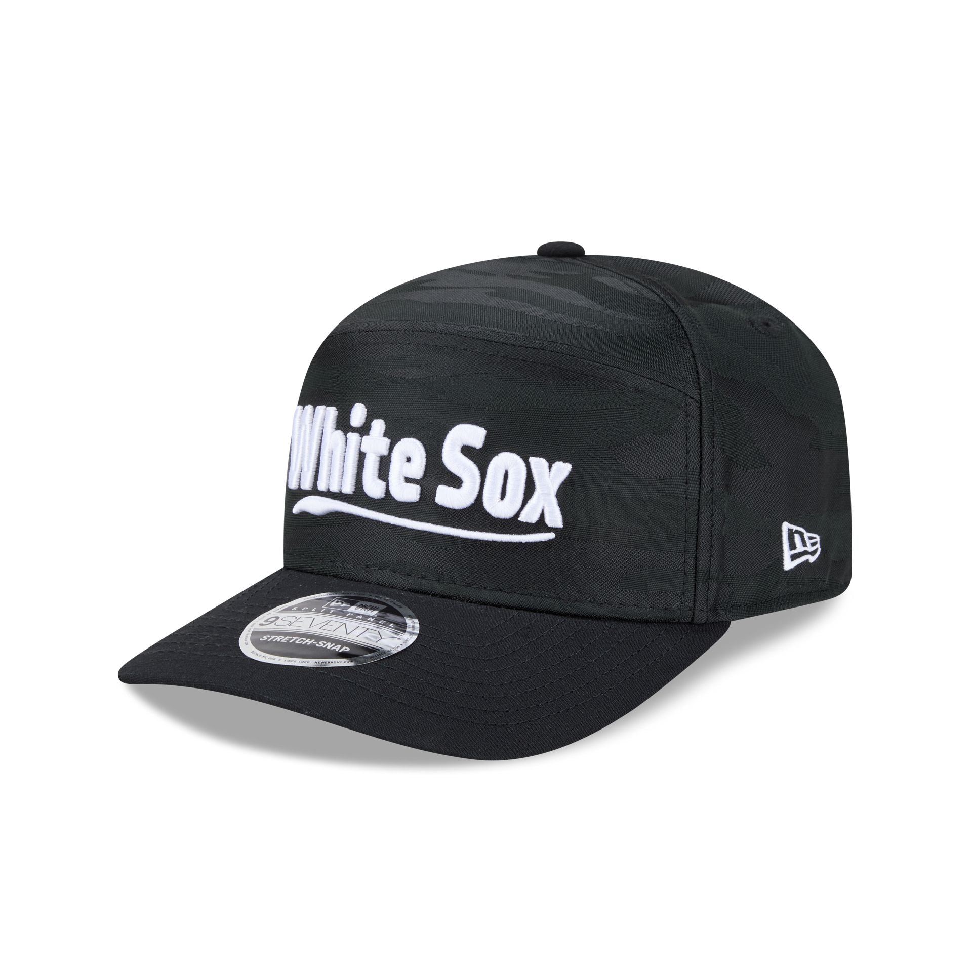 Chicago White Sox Black Camo Split Panel 9SEVENTY Stretch-Snap Hat