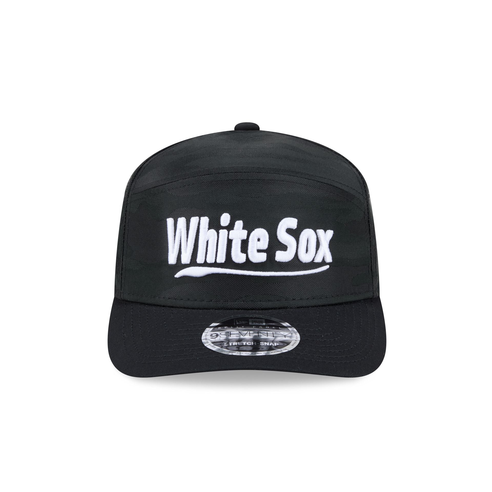 Chicago White Sox Black Camo Split Panel 9SEVENTY Stretch-Snap Hat