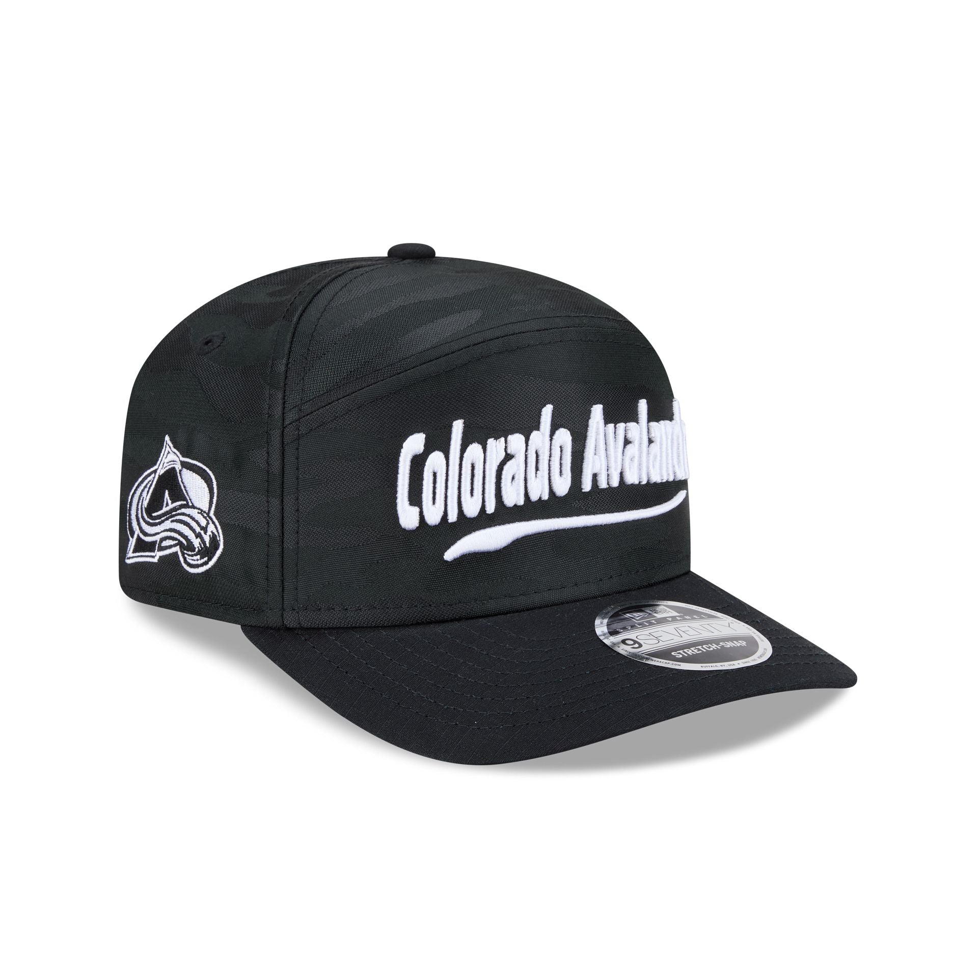 Colorado Avalanche Black Camo Split Panel 9SEVENTY Stretch-Snap Hat