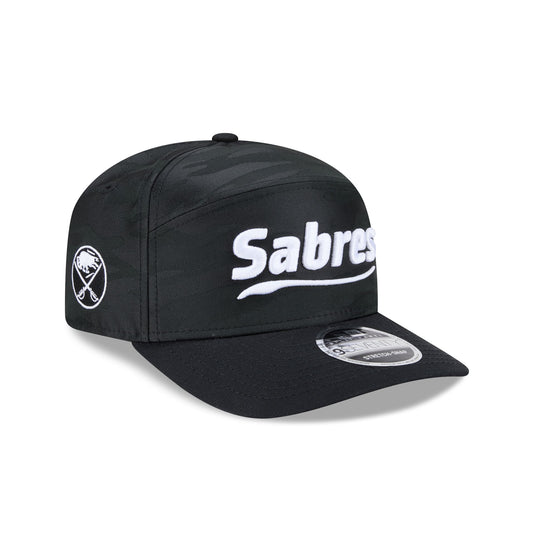 Buffalo Sabres Black Camo Split Panel 9SEVENTY Stretch-Snap Hat - New Era Cap