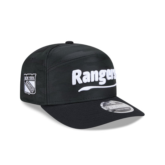 New York Rangers Black Camo Split Panel 9SEVENTY Stretch-Snap Hat - New Era Cap