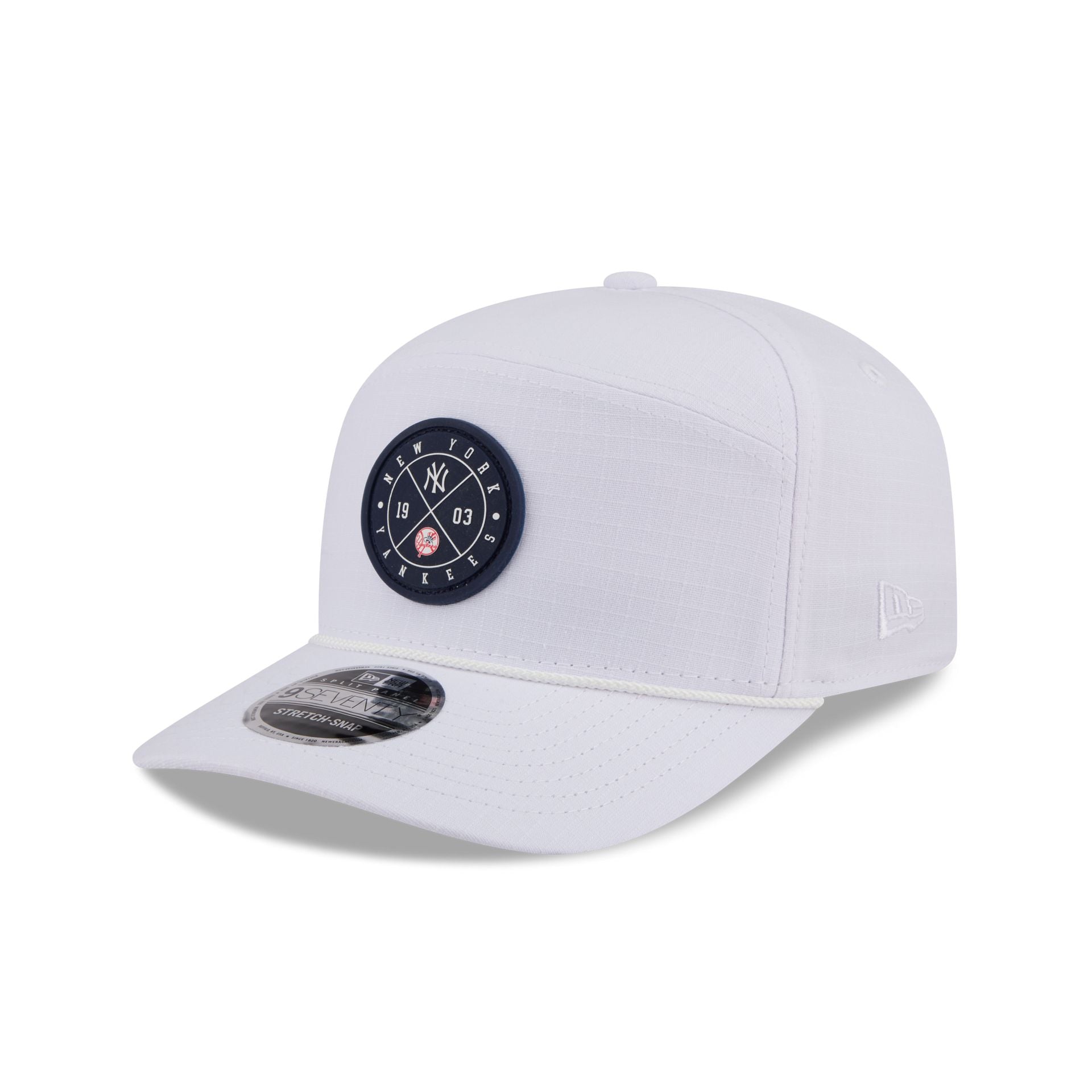 New York Yankees Circle Logo White Split Panel 9SEVENTY Stretch-Snap Hat