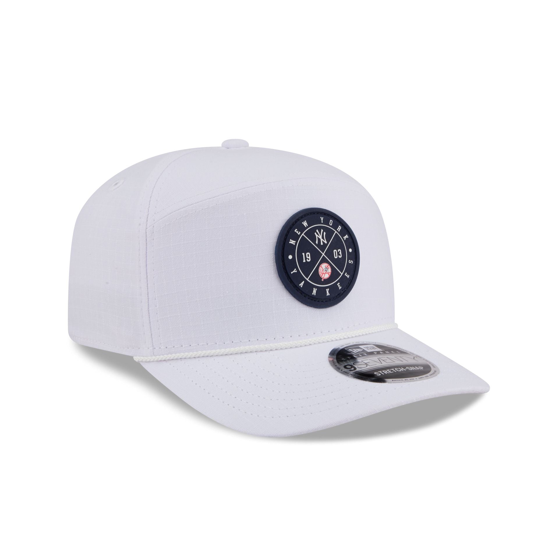 New York Yankees Circle Logo White Split Panel 9SEVENTY Stretch-Snap Hat