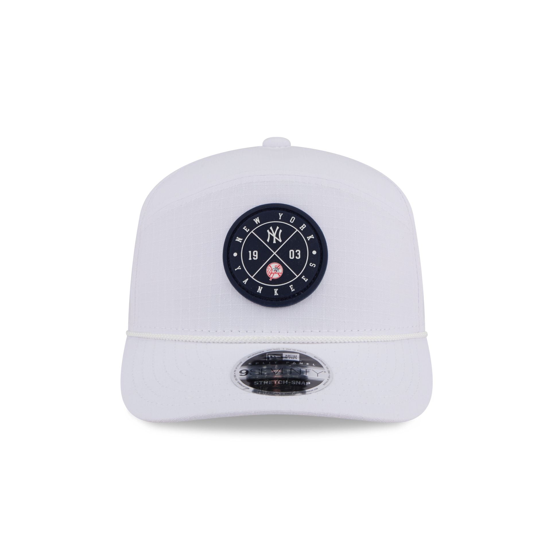 New York Yankees Circle Logo White Split Panel 9SEVENTY Stretch-Snap Hat