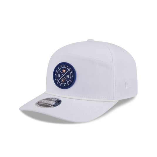 Houston Astros Circle Logo White Split Panel 9SEVENTY Stretch-Snap Hat - New Era Cap