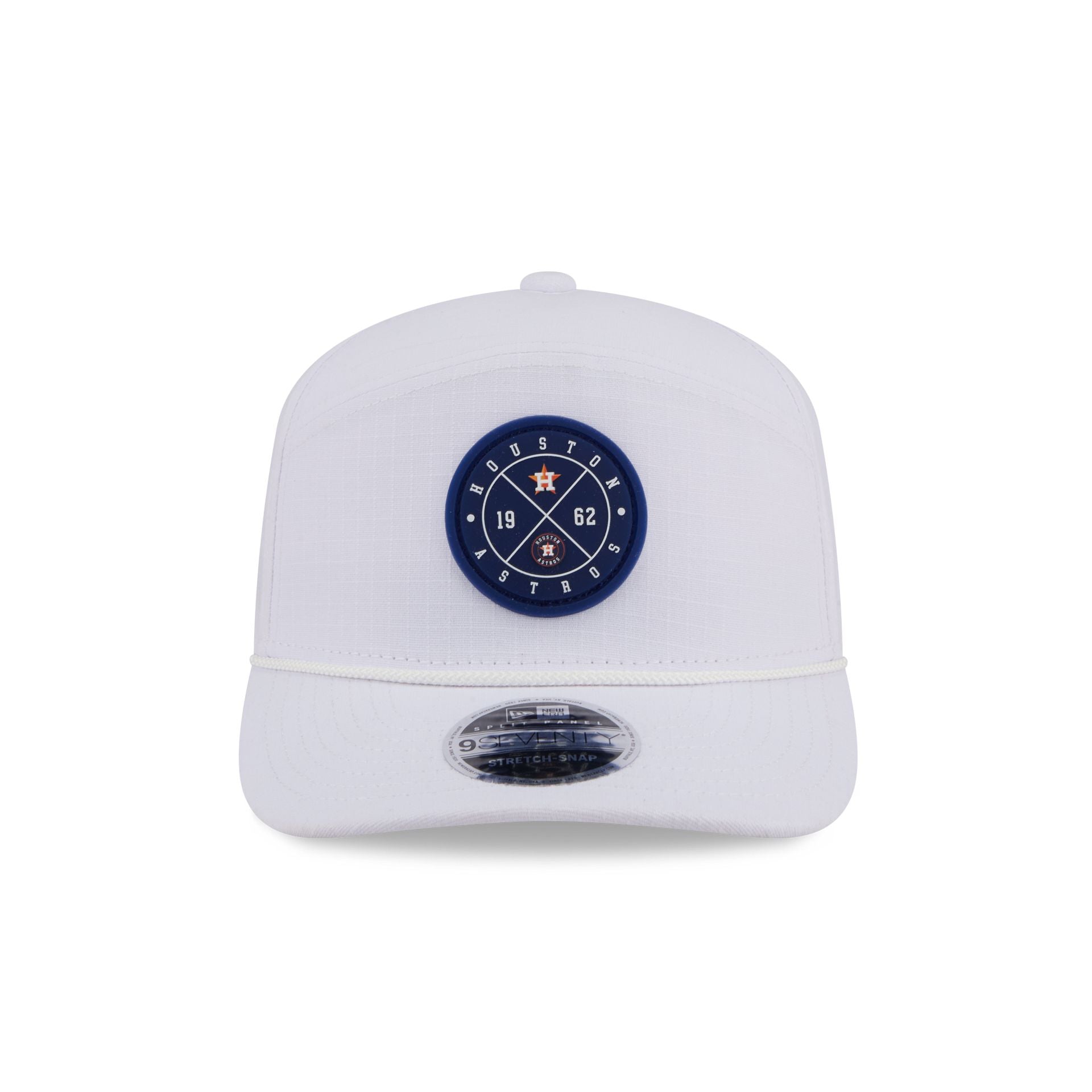 Houston Astros Circle Logo White Split Panel 9SEVENTY Stretch-Snap Hat
