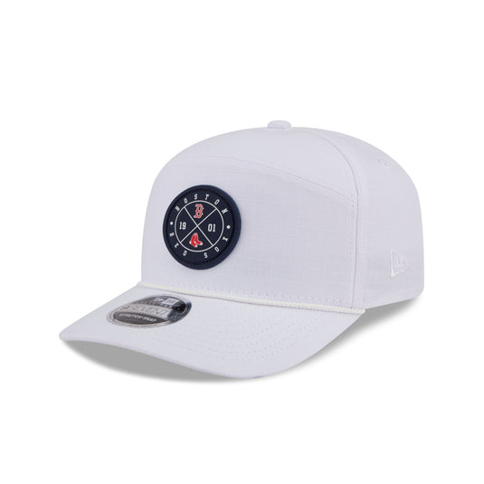 Boston Red Sox Circle Logo White Split Panel 9SEVENTY Stretch-Snap Hat - New Era Cap