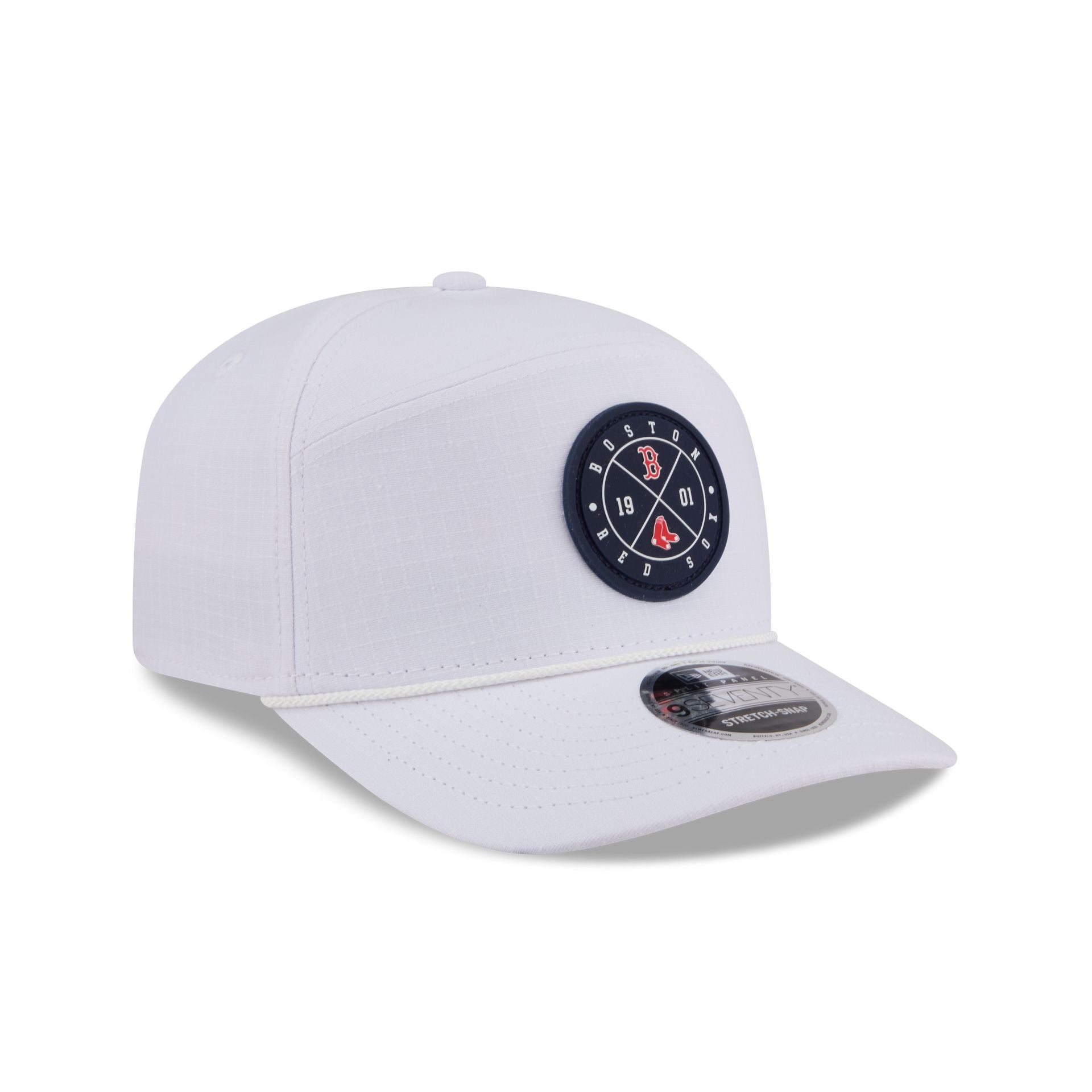 Boston Red Sox Circle Logo White Split Panel 9SEVENTY Stretch-Snap Hat