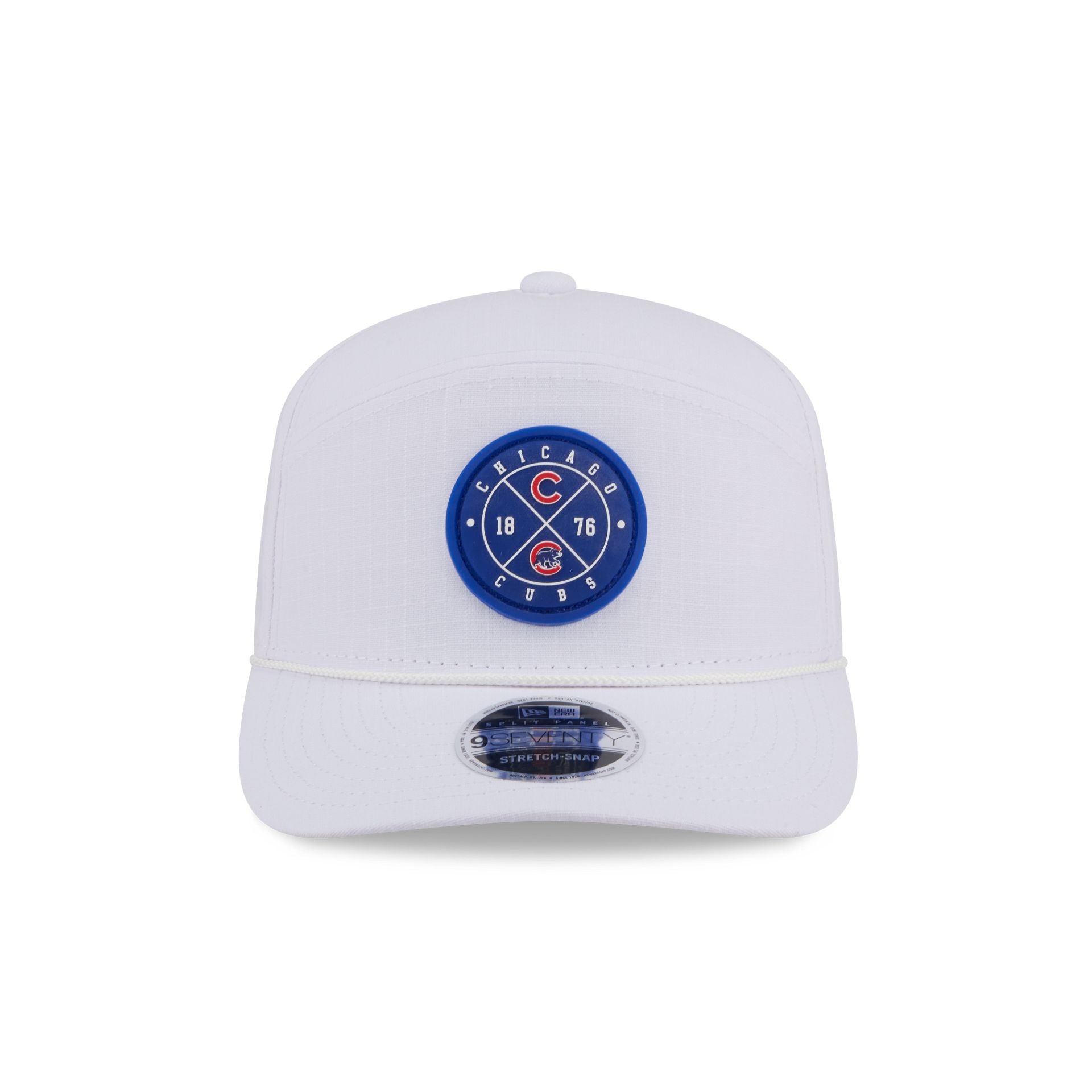 Chicago Cubs Circle Logo White Split Panel 9SEVENTY Stretch-Snap Hat
