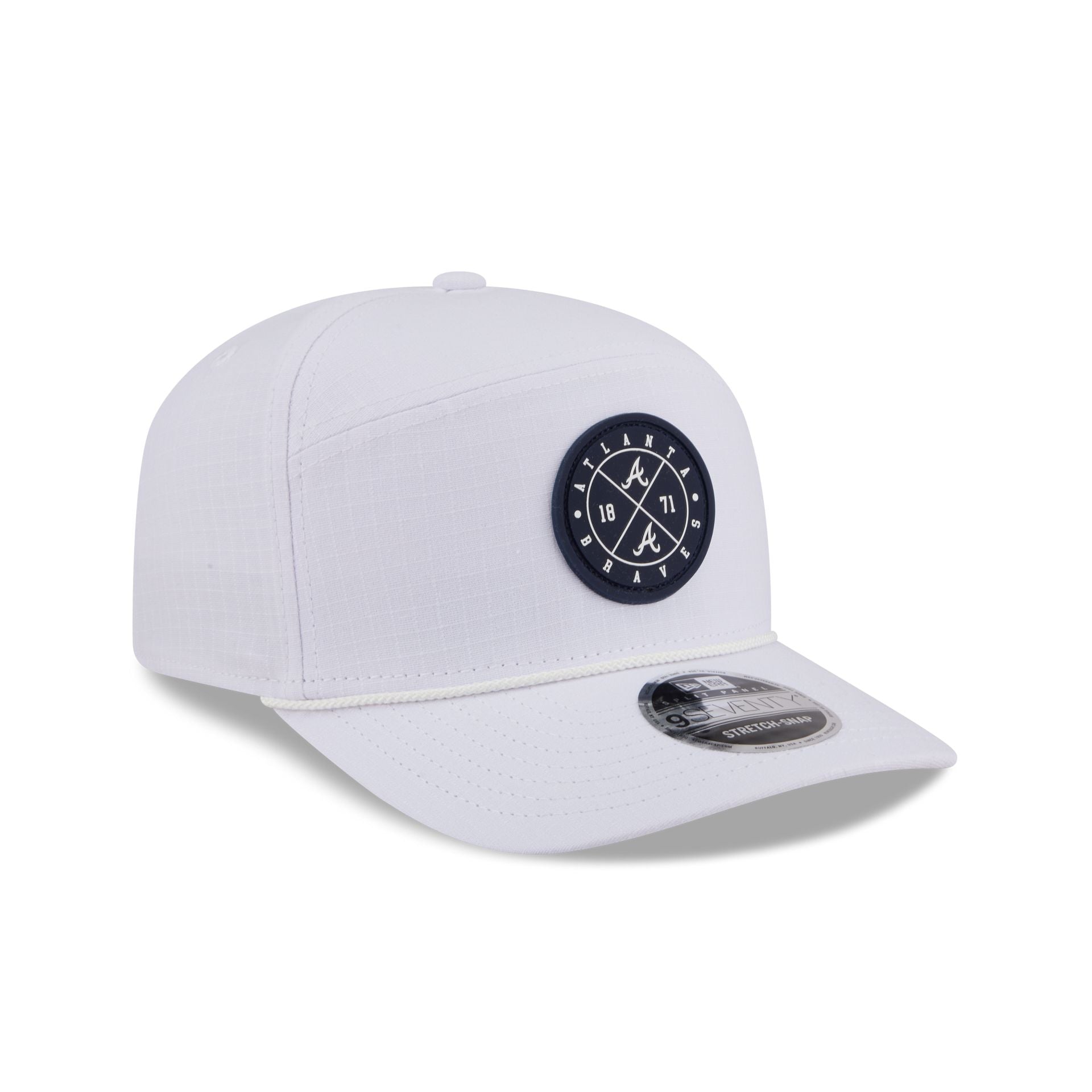 Atlanta Braves Circle Logo White Split Panel 9SEVENTY Stretch-Snap Hat