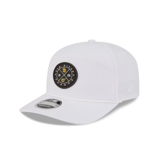 San Diego Padres Circle Logo White Split Panel 9SEVENTY Stretch-Snap Hat - New Era Cap