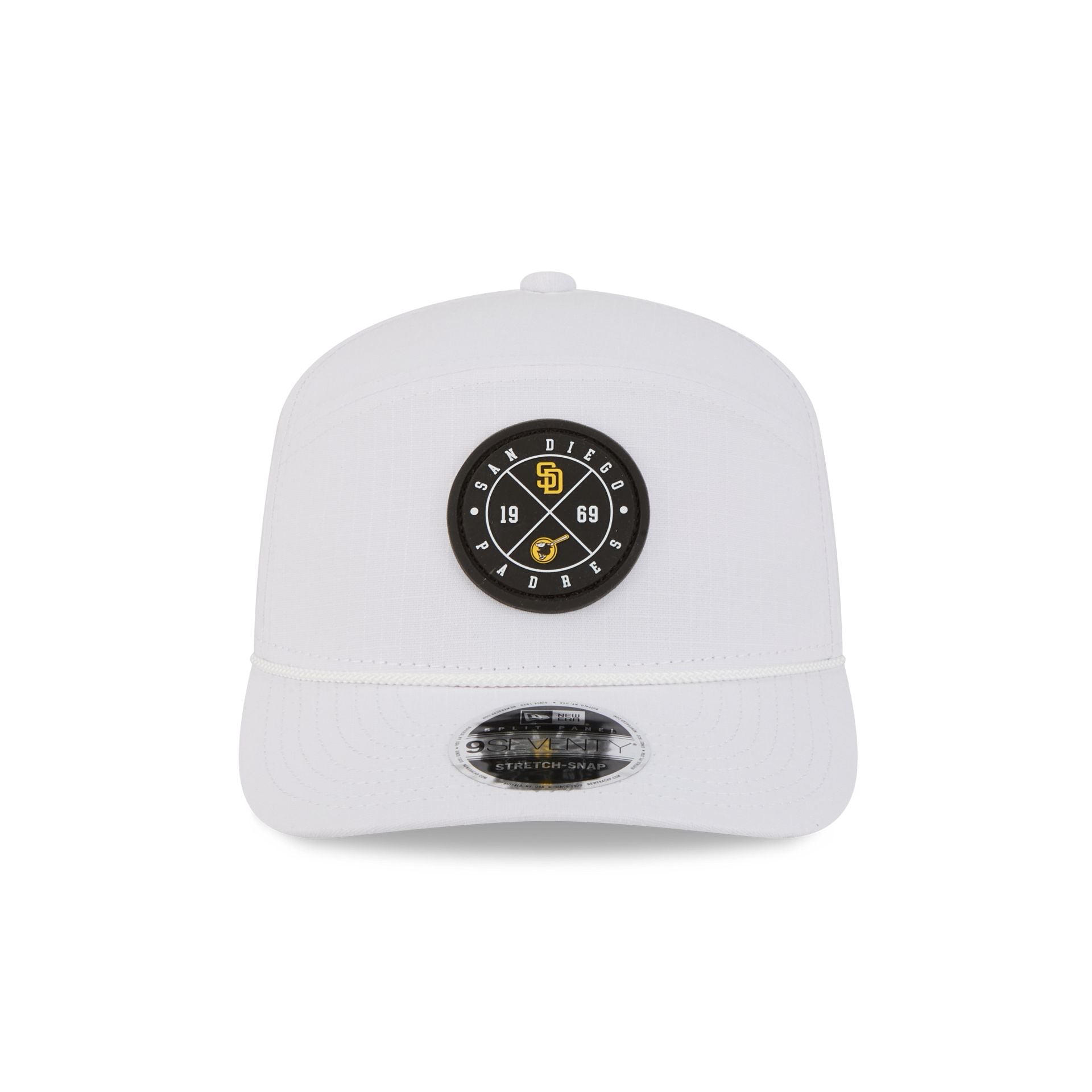 San Diego Padres Circle Logo White Split Panel 9SEVENTY Stretch-Snap Hat