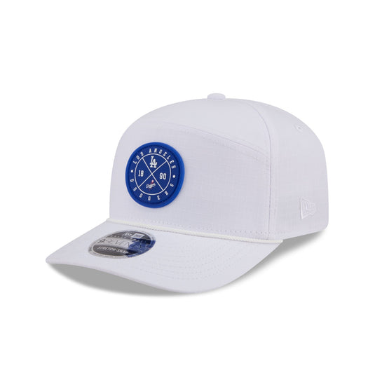 Los Angeles Dodgers Circle Logo White Split Panel 9SEVENTY Stretch-Snap Hat - New Era Cap