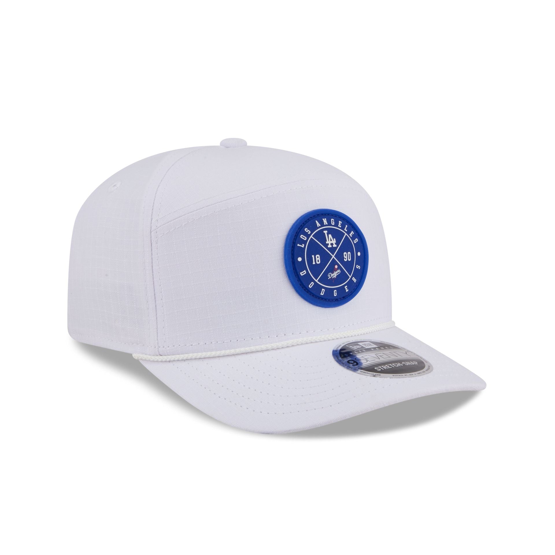 Los Angeles Dodgers Circle Logo White Split Panel 9SEVENTY Stretch-Snap Hat